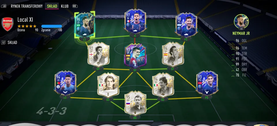 FIFA 22 squad screen running on a Refut test server